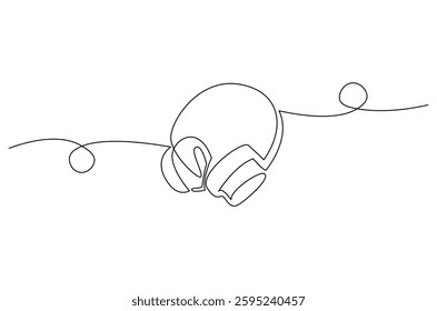 Continuous one line drawing of headphones. Single line drawing illustration of headphone for podcast. Music and technology concept vector art. Doodle line illustration.
