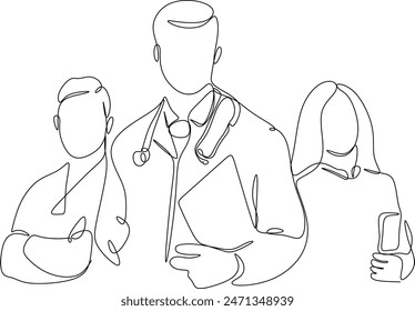 Continuous one line drawing of healthcare activity concept. Vector graphic illustration of a single line drawing. without artificial intelligence