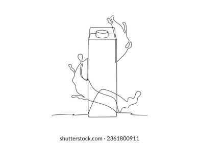 Continuous one line drawing Healthy food concept. Vegetables, fruits and milk. Doodle vector illustration.