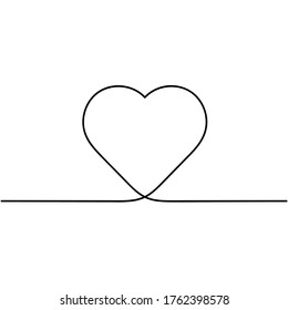 Continuous one line drawing of heart isolated on white background. EPS10 vector illustration for banner, template, poster, web, app, valentine's card, wedding. Black thin line image of heart icon