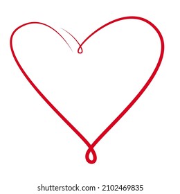 Continuous one line drawing heart isolated on white background. Red simple line. Valentine day