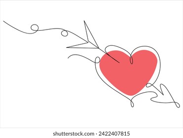 
Continuous one line drawing of heart and love sign line art drawing vector illustration 