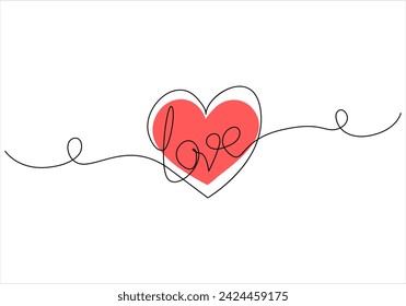 Dibujo continuo de una línea de arte de la línea del signo del corazón y del amor dibujo ilustración vectorial 
