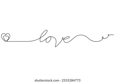 Continuous one line drawing of heart shape love sign