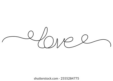 Continuous one line drawing of heart shape love sign