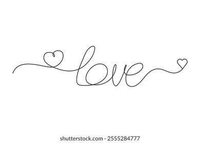 Continuous one line drawing of heart shape love sign