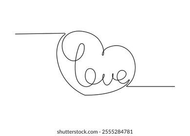 Continuous one line drawing of heart shape love sign
