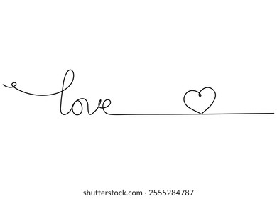 Continuous one line drawing of heart shape love sign