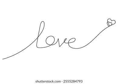 Continuous one line drawing of heart shape love sign