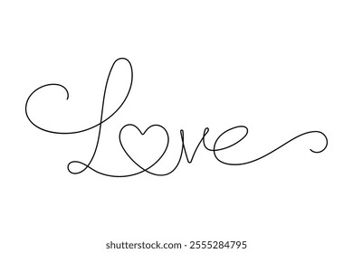 Continuous one line drawing of heart shape love sign