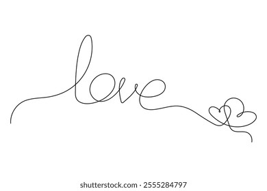 Continuous one line drawing of heart shape love sign
