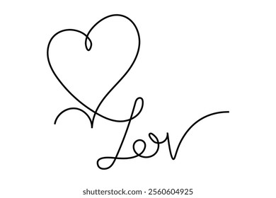 continuous one line drawing Heart  love single line art  vector illustration design black and white 