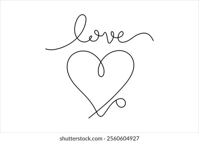 continuous one line drawing Heart  love single line art  vector illustration design black and white 