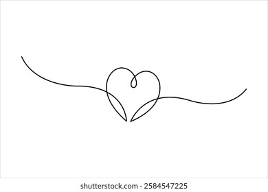 Continuous one line drawing of heart valentine's day love isolated hand drawn vector illustration
