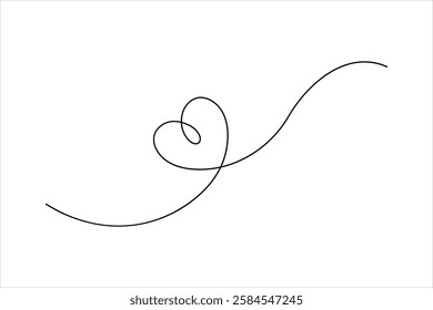 Continuous one line drawing of heart valentine's day love isolated hand drawn vector illustration
