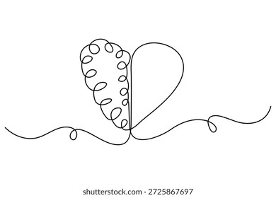 Dibujo continuo de una línea del corazón y el cerebro que muestra el concepto de inteligencia emocional
