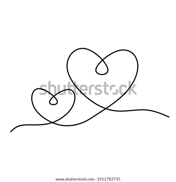 Continuous one\
line drawing of heart shape, vector minimalist black and white\
illustration of love valentine\
concept