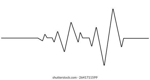 Continuous one line drawing of Heartbeat. Single line drawing illustration of ECG or EKG Cardio graph. Medical cardiology concept vector art. Heart rate pulse. Doodle line illustration. Cardiology