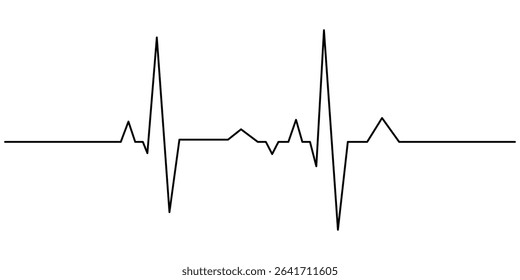 Continuous one line drawing of Heartbeat. Single line drawing illustration of ECG or EKG Cardio graph. Medical cardiology concept vector art. Heart rate pulse. Doodle line illustration. Cardiology