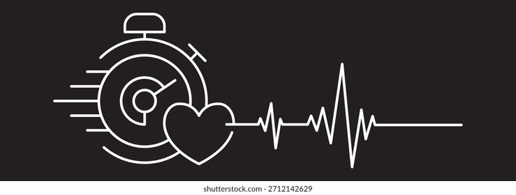 Dibujo continuo de una línea de Heartbeat. Ilustración de dibujo de una sola línea de ECG o EKG Cardio graph. Arte vectorial de concepto de cardiología médica. Ilustración de línea Doodle.