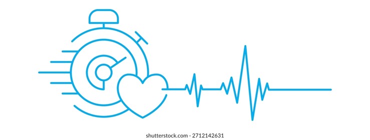 Continuous one line drawing of Heartbeat. Single line drawing illustration of ECG or EKG Cardio graph. Medical cardiology concept vector art. Doodle line illustration.