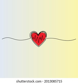 Continuous one line drawing of heart.Illustration for Valentine's Day