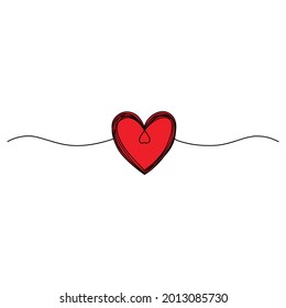 Continuous one line drawing of heart.Illustration for Valentine's Day