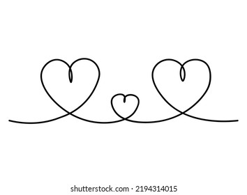 Continuous One Line Drawing Hearts Vector Stock Vector (Royalty Free ...