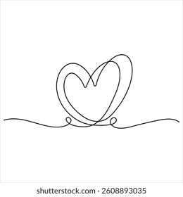 Continuous one line drawing of hearts Love concept vector illustration