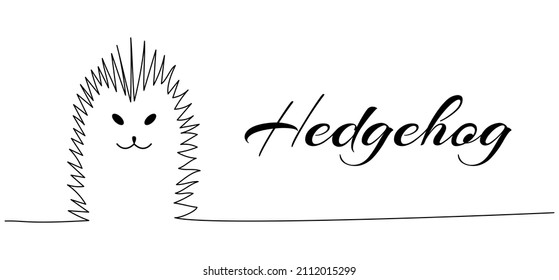 Continuous one line drawing of hedgehog. Vector illustration on isolated background.