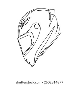 Continuous one line drawing Helmet Fullface Line or motorcycle helmet . Single line draw design vector graphic illustration