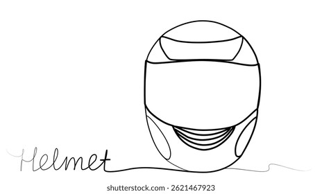 Dibujo continuo de una línea del casco. Protección de la cabeza del Vector