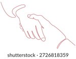 Continuous One Line Drawing Of Helping Hands Minimalist Human Connection Icon Concept