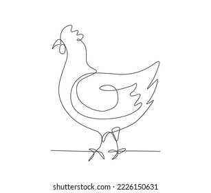 Continuous one line drawing of hen chicken. Abstract female chicken simple line art vector design.