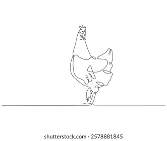 Continuous one line drawing of hen. One line drawing illustration of chicken. Farm animal, poultry concept single line. Editable outline