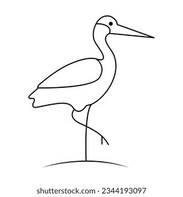 
Continuous one line drawing of heron bird  vector illustration