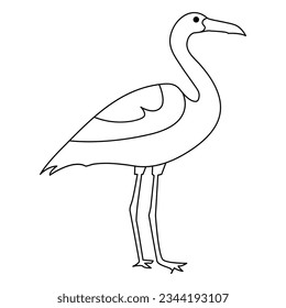 
Durchlaufende Zeichnung einer Linie mit Heronvogel, Vektorgrafik