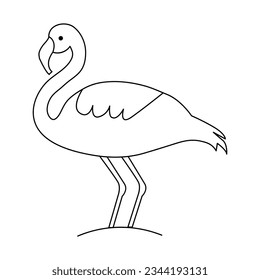 
Durchlaufende Zeichnung einer Linie mit Heronvogel, Vektorgrafik