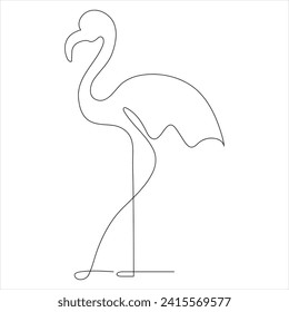 Continuous one line drawing of heron bird vector illustration