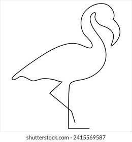 Continuous one line drawing of heron bird vector illustration