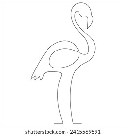 Durchlaufende Zeichnung einer Linie mit Heronvogel, Vektorgrafik