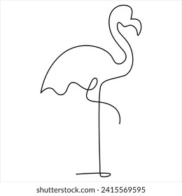 Continuous one line drawing of heron bird vector illustration