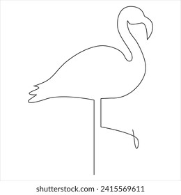 Continuous one line drawing of heron bird vector illustration