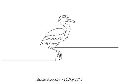Continuous one line drawing of Heron vector illustration. Editable outline