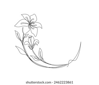 Continuous one line drawing of hibiscus flower. Rose mallow single outline vector design. Editable stroke.