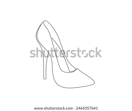 Continuous one line drawing of high heel. Woman shoe single outline vector design. Editable stroke.