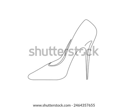 Continuous one line drawing of high heel. Woman shoe single outline vector design. Editable stroke.