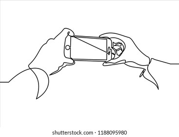 Continuo dibujo de una línea En su smartphone de mano
