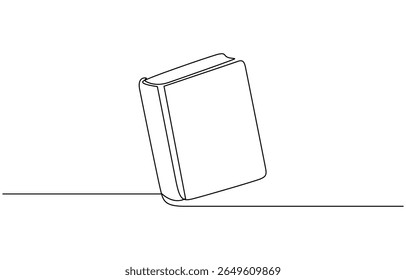 Um desenho de linha contínua do Livro Histórico. Simbolizando um livro velho com aberto ou fechado básico, Livro com avião de papel voador linha contínua desenhada. Símbolo linear de educação.