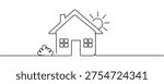 Continuous One Line Drawing of Home Icon. Editable stroke